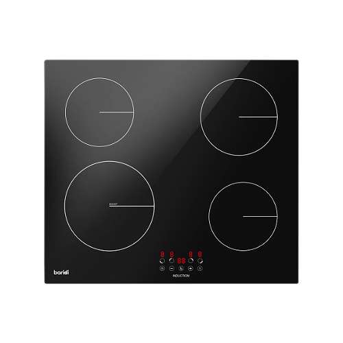 Baridi 60cm Built-In Induction Hob with 4 Cooking Zones, Black Glass, 6800W with 9 Power Settings, Touch Controls & Timer, Hardwired