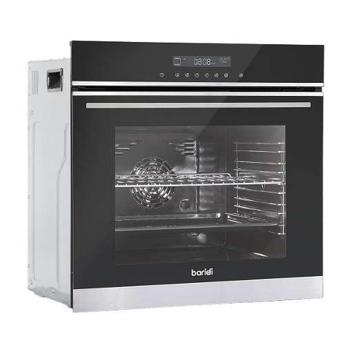 Baridi 60cm Built-In Fan Assisted, Single, Integrated 10 Function Electric Oven, Touchscreen Controls, 72L Capacity, Black/Stainless Steel