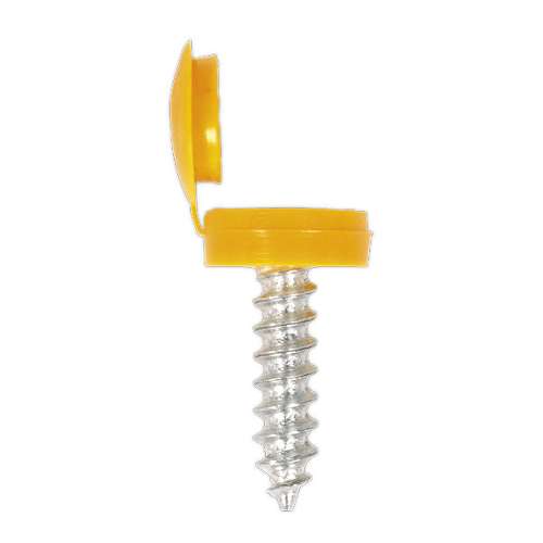 Numberplate Screw with Flip Cap 4.2 x 19mm Yellow Pack of 50