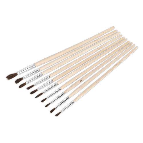 Touch-Up Paint Brush Assortment 10pc Wooden Handle