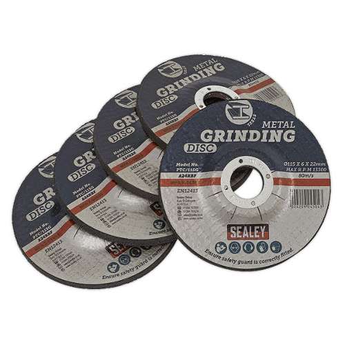 Grinding Disc Ø115 x 6mm Ø22mm Bore - Pack of 5