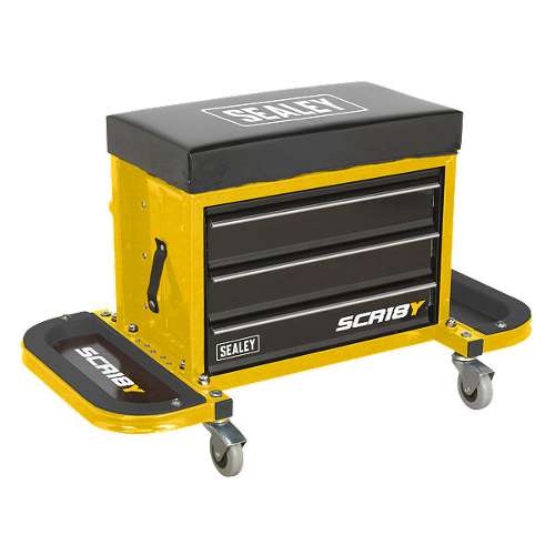 Mechanic's Utility Seat & Toolbox - Yellow
