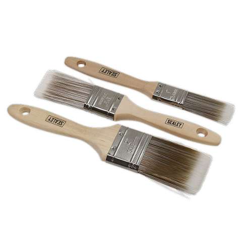 Wooden Handle Paint Brush Set 3pc