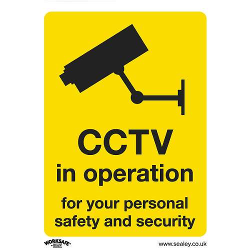 Warning Safety Sign - CCTV - Rigid Plastic