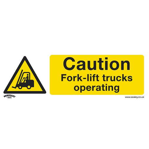 Warning Safety Sign - Caution Fork-Lift Trucks - Rigid Plastic