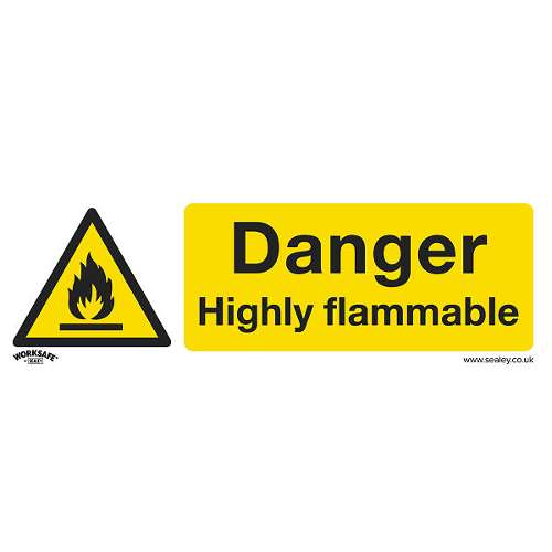 Warning Safety Sign - Danger Highly Flammable - Rigid Plastic