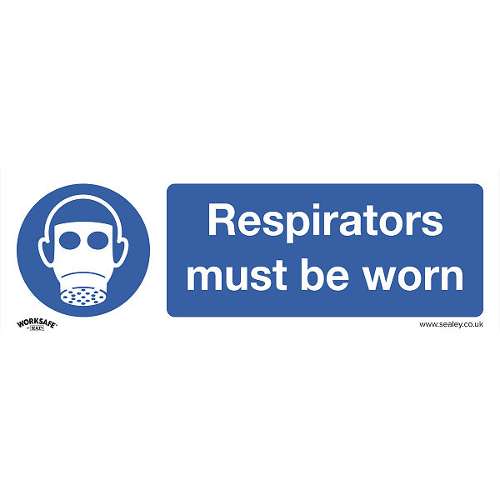 Mandatory Safety Sign - Respirators Must Be Worn - Self-Adhesive Vinyl