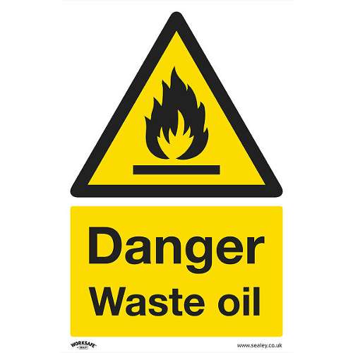 Warning Safety Sign - Danger Waste Oil - Rigid Plastic
