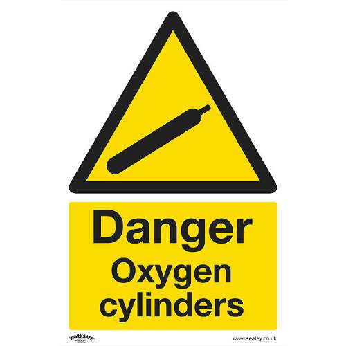 Warning Safety Sign - Danger Oxygen Cylinders - Rigid Plastic