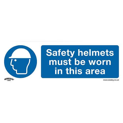 Mandatory Safety Sign - Safety Helmets Must Be Worn In This Area - Rigid Plastic