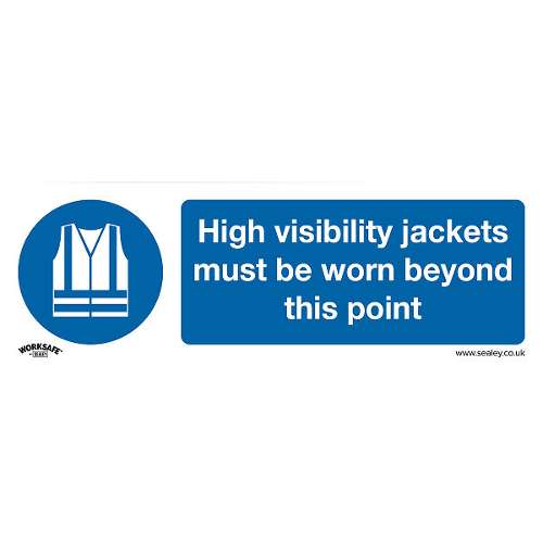 Mandatory Safety Sign - High Visibility Jackets Must Be Worn Beyond This Point - Rigid Plastic