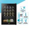 Baridi Wine Cooler/Fridge, Digital Touchscreen Controls, LED Light, 20 Bottle - Black