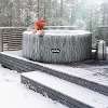 Dellonda 2-4 Person Inflatable Hot Tub Spa with Smart Pump - Wood Effect